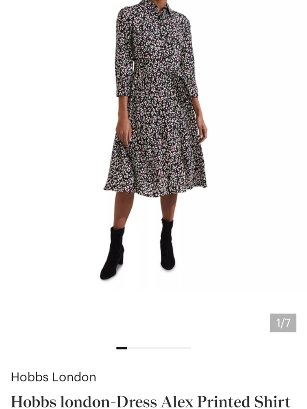 Hobbs London Alex Black White Pink Dress Sz 12